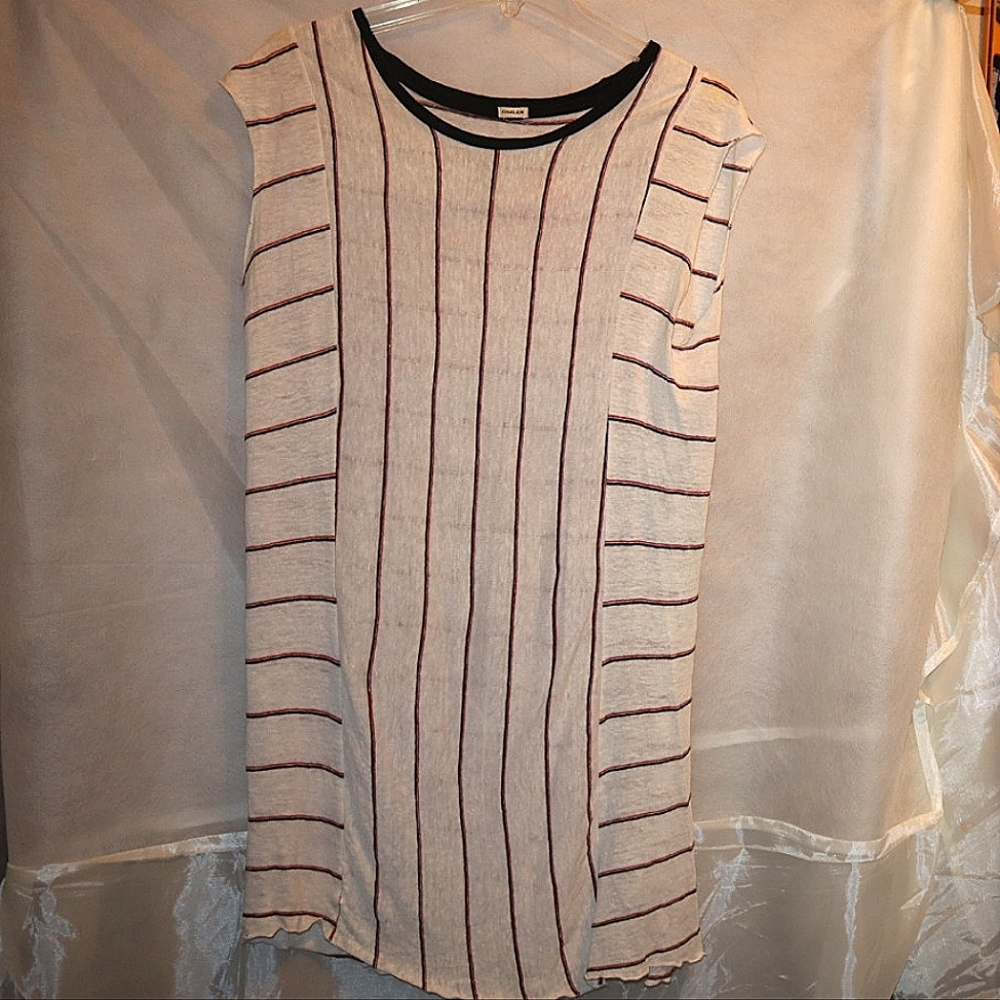 Osklen Linen Red  blue white striped dress